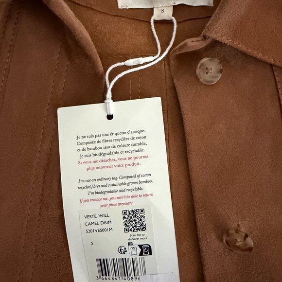 Sezane Will Jacket In Camel Suede Leather NWT - Picture 7 of 7